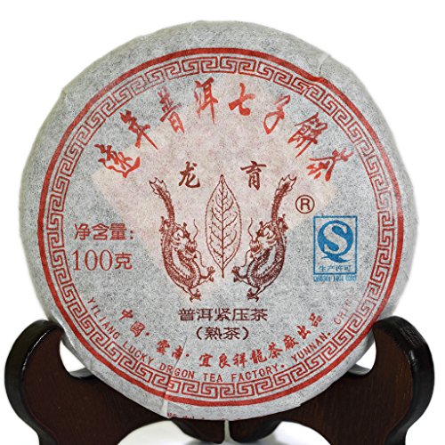 Puerh Tea - Ripe Puerh Tea Cake 100g / 3.5oz 2007-2010 Year Aged Lucky Dragon - Pu Erh Tea Puer Tea Pu'er Tea - Yunnan Pu-Erh Tea Chinesischer Tee reifer kleiner Kuchen von GOARTEA