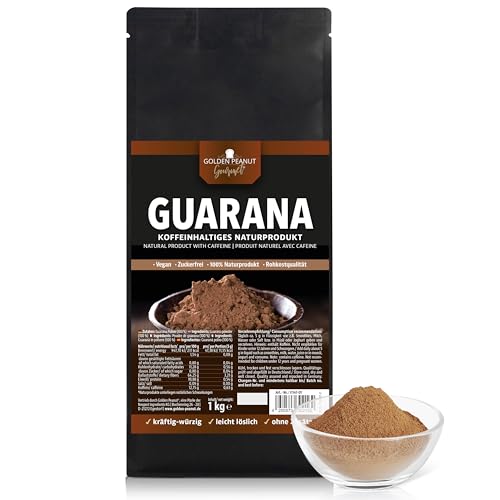 GOLDEN PEANUT Guarana Pulver 1 kg - ohne Zusätze, geprüfte Premium Qualität, allergenfrei, glutenfreie natürliche Kaffeealternative von GOLDEN PEANUT