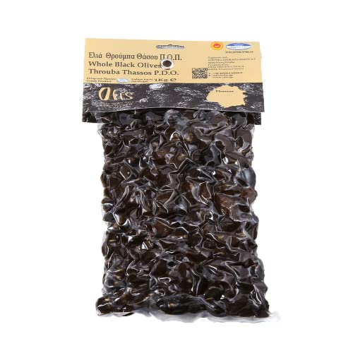 Schwarze Oliven THROUMBA – natürliche ROSINE aus Insel THASSOS - 1 kg netto von GOLDEON