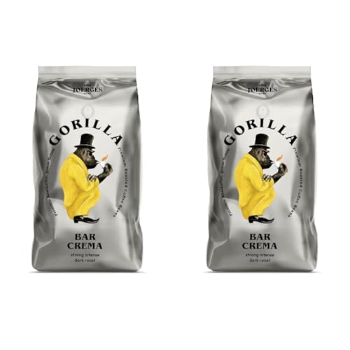 Joerges Kaffee ganze Bohnen Espresso Gorilla Bar Crema, 1 kg (Packung mit 2) von GORILLA