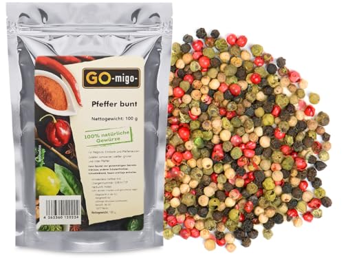 100g Bunter Pfeffer 0,1kg Pfefferkörner bunt ganz Premium Qualität von GOmigo