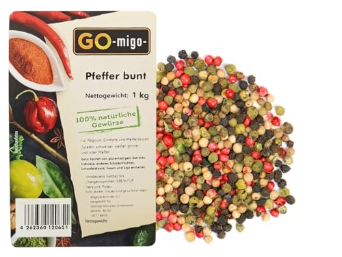 1Kg Bunter Pfeffer 1000g Pfefferkörner bunt ganz Premium Qualität von GOmigo