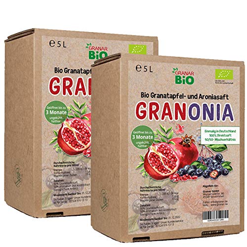 2 x 5 Liter-Box Bio Granonia - Granatapfel & Aronia Direktsaft von Granar BIO von GRANAR Geschenke der Natur