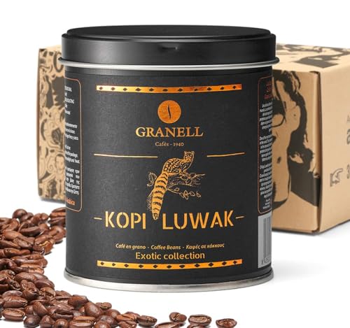 Granell Cafés · 1940 - Exotic Collection - Kopi Luwak Kaffee | Gourmet Kaffeebohnen 100% Arabica Kaffee - Markantes Aroma und Bitterkeit - 100 g von Granell Cafés · 1940