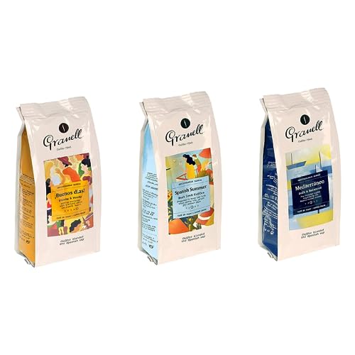 Granell - Mediterranean Blends - Kaffee Geschenkset 3er Pack | 100% Arabica Kaffee: Buenos Días, Spanish Summer und Mediterráneo Kaffee - Kaffeebohnen Probierset für Kaffeeliebhaber - 3 x 200 g von GRANELL CAFES-1940