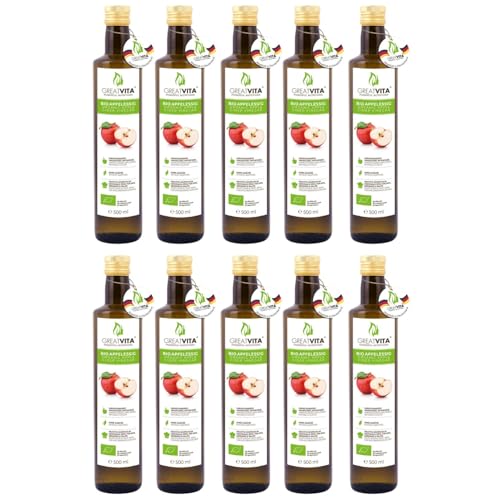 GreatVita Bio Apfelessig 5 Liter | Naturtrüb & ungefiltert mit Essigmutter - 100% Bio Qualität aus kontrolliert biologischem Anbau | Frei von künstlichen Zusatzstoffen, Rohkostqualität von GREAT VITA