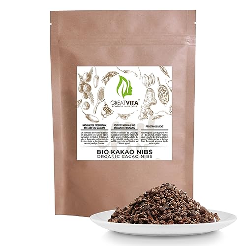 GreatVita Bio Kakaonibs 800g | Rohkost Kakao Nibs ideal als Topping, Naturprodukt ohne Zusätze aus Peru von GREAT VITA