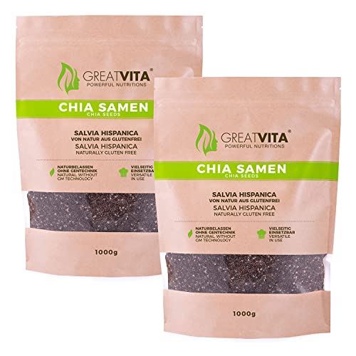 GreatVita Premium Chia Samen, (2 x 1000g) naturbelassen ohne Gentechnik von GREAT VITA