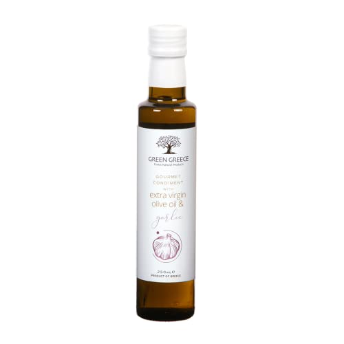 GREEN GREECE Gourmet Olivenöl 250ml | Natives Olivenöl Extra natürlich aromatisiert (Knoblauch) von GREEN GREECE