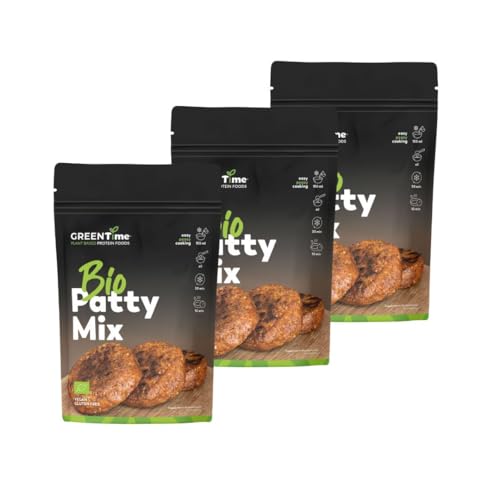 GREENTime Bio Patty Mix 3 x 135 g (vegan & glutenfrei) | pflanzliche Frikadellenalternative aus Erbsenprotein | ergibt 900 g = 18 Frikadellen | zum Braten oder Grillen | wiederverschließbar von GREENTime