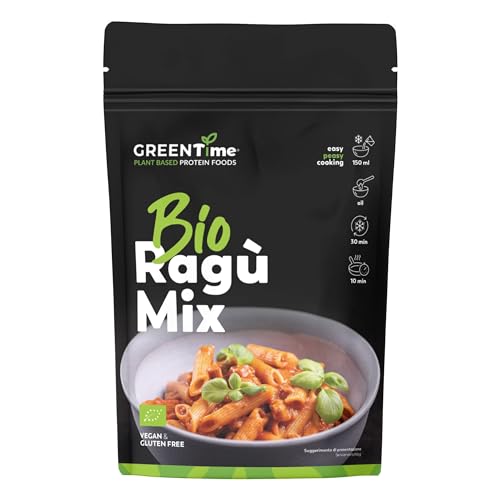 GREENTime Bio Ragù Mix 135 g (vegan & gluten free) | pflanzliche Ragùalternative aus Erbsenprotein | ergibt 300 g = 4-5 Portionen | zum Braten | wiederverschließbar von GREENTime