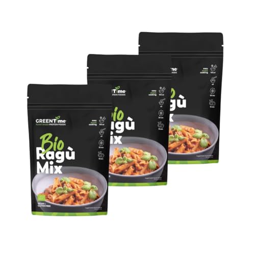 GREENTime Bio Ragù Mix 3 x 135 g (vegan & glutenfrei) | pflanzliche Ragùalternative aus Erbsenprotein | ergibt 900 g = 13-14 Portionen | zum Braten | wiederverschließbar von GREENTime