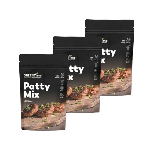 GREENTime Patty Mix 3 x 90 g (vegan & glutenfrei) | pflanzliche Frikadellenalternative aus Erbsenprotein | ergibt 900 g = 18 Frikadellen | zum Braten oder Grillen | wiederverschließbar von GREENTime