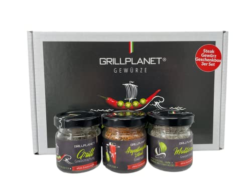 Gewürze Geschenkset Grillen und Steak - Steak-Gewürz und Grill Gewürz in Premiumqualität von Grillplanet ohne Zusatzstoffe von GRILLPLANET