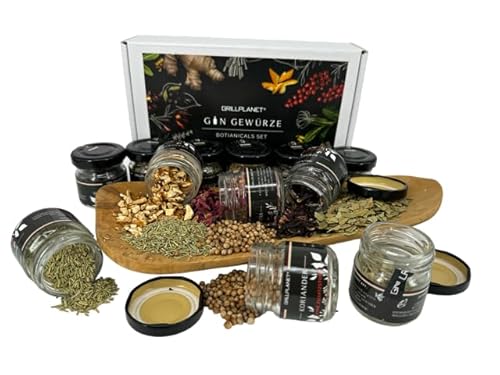 Gin-Gewürzset mit 12 handverlesenen Botanicals zum Aromatisieren von Gin, Premium Qualität von Grillplanet von GRILLPLANET
