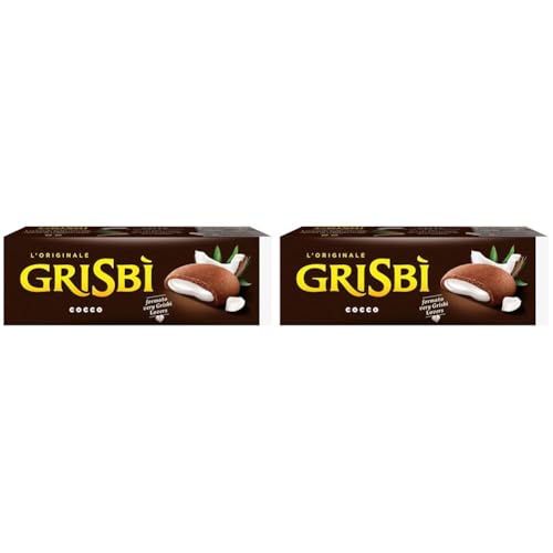 Grisbì Kokoscreme - Kekse mit Kakao gefüllt mit Samt mit Kokoscreme, 9 Kekse à 16,7 g, 150 g (Packung mit 2) von GRISBÌ