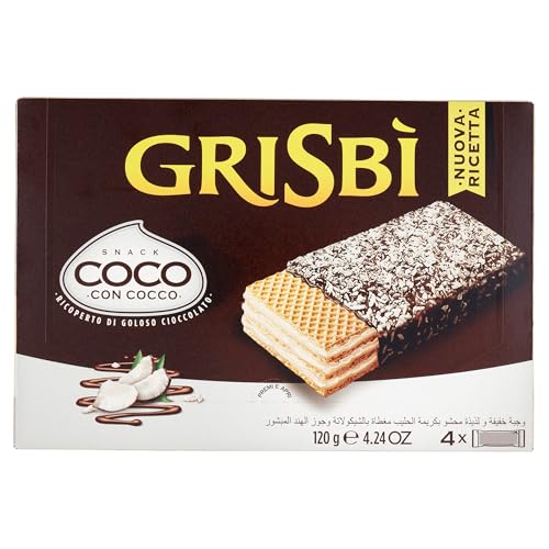 Vicenzi Grisbi Waffeln mit Kokos schokolade 120g Kekse Waffel snack Schokoriegel von GRISBÌ