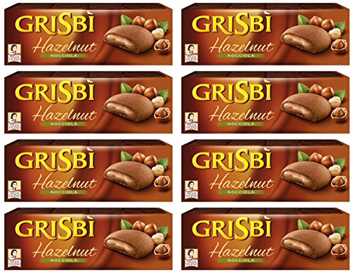 Vicenzi: Italienische Mürbeteigkekse "Grisbi Hazelnut", gefüllt mit Haselnusscreme, 150 g, Packung mit 8 Stück von GRISBÌ