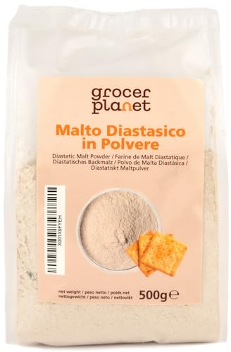 Grocer Planet - Diastatisches Backmalz (500g) | Gerstenmalzmehl mit hoher Diastatischer Kraft | Für bessere Hefegärung und Bräunung | Made in Italy von GROCER PLANET