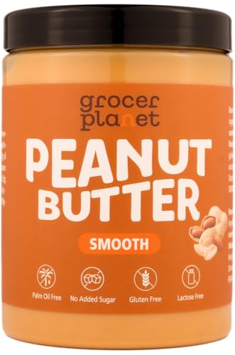 Grocer Planet - Erdnussbutter (1Kg) | Smooth Peanut Butter | Ohne Zugesetzten Zucker | 100% Erdnüsse | Natürlich | Ohne Palmöl | Glutenfrei | Laktosefrei von GROCER PLANET