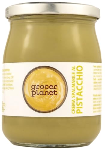 Grocer Planet - Streichfähige süße Pistaziencreme (600g) | Mit 45% Mediterranen Pistazien | Italienische Gourmetküche | Geeignet für Frühstück und Desserts von GROCER PLANET