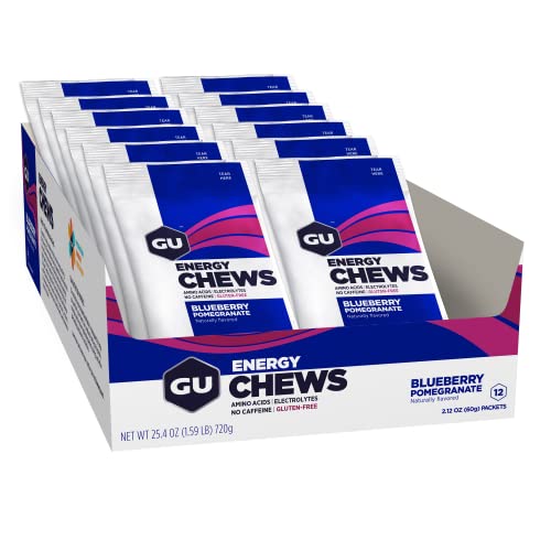 GU Energy Chews Fruchtgummis Blueberry Pomegranate Heidelbeere Granatapfel 12 x 60 Gramm von GU