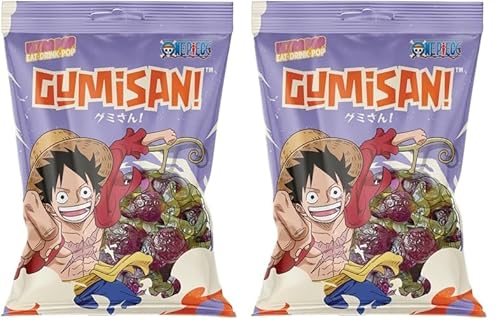 GUMISAN Fruchtgummi mit Traubengeschmack, One Piece, Luffy - 1 x 180 g (Packung mit 2) von GUMISAN