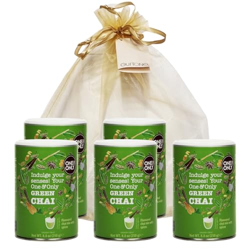 GUSTONE. One&Only Green Chai Powder mit Matcha 5 x 250g Dose Geschenkset von GUSTONE.