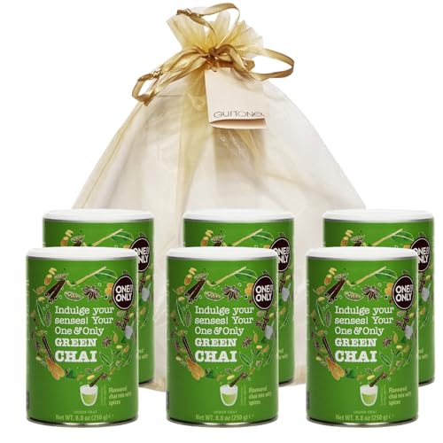 GUSTONE. One&Only Green Chai Powder mit Matcha 6 x 250g Dose Geschenkset von GUSTONE.