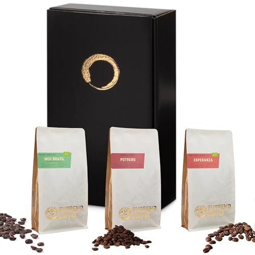 GUSTONE. Premium Espresso Geschenkset | 3 erlesene Kaffees von SUPREMO | Bio Kaffee Meu Brasil, Kaffee Potrero, Bio Kaffee Esperanza von GUSTONE.