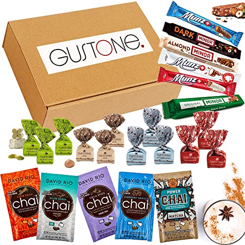 GUSTONE. Premium Geschenk-Sets mit edlen Schweizer Schokoladen und Chai-Tees aus den USA (Set X8) von GUSTONE.