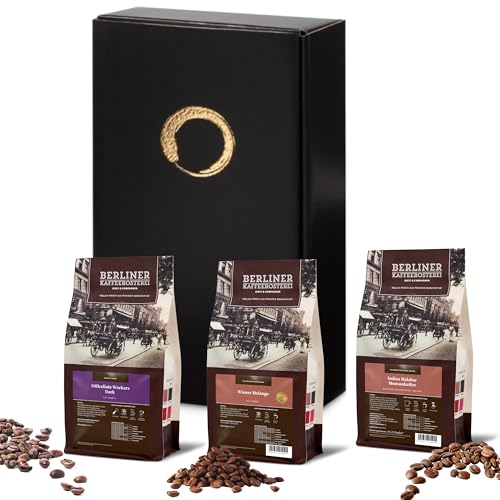 GUSTONE. Premium Kaffee Geschenkset | 3 Spitzenkaffees der "Berliner Kaffeerösterei" | Wiener Melange, Indien Malabar Monsunkaffee, Workers Dark von GUSTONE.