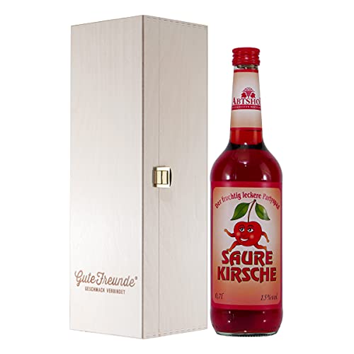 Abtshof Saure Kirsche-Likör mit Geschenk-Holzkiste von GUTE FREUNDE Geschmack verbindet