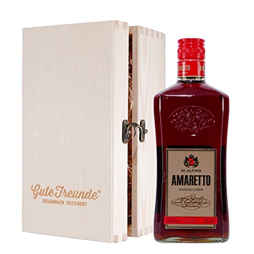 Di Alfino Amaretto - Mandellikör mit Geschenk-Holzkiste von GUTE FREUNDE Geschmack verbindet