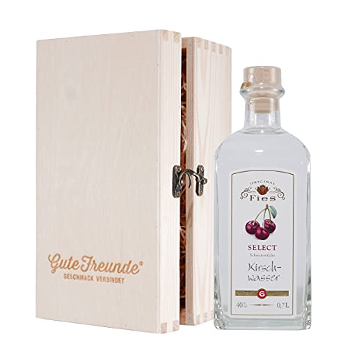 Fies Select Kirschwasser mit Geschenk-Holzkiste von GUTE FREUNDE Geschmack verbindet