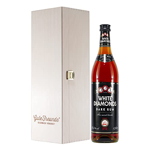 WHITE DIAMONDS DARK RUM mit Geschenk-Holzkiste von GUTE FREUNDE Geschmack verbindet