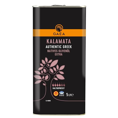 Gaea Kalamata DOP Natives Olivenöl Extra - 5L Kanister – Aus Koroneiki-Oliven | Würzig & Aromatisch | Ideal für Salat, Brot, Fleisch & Gemüse | Handernte & Kaltextraktion | Mit praktischem Ausgießer von Gaea