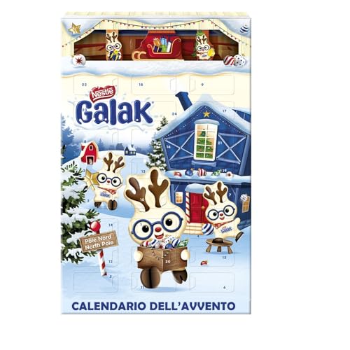 GALAK Calendario Avvento Adventskalender-Figuren aus weißer Schokolade, gefüllt mit Cerealien 196,8 g+ Italian Gourmet polpa 400g von Galak