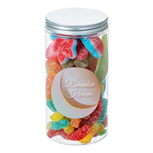 Fizzy Fruchtgummi Geschenkbox 450g | Ramadan Sticker Wählbar | Kindergeshenke | Süßigkeiten (Ramadan-Kareem Sticker - Mond Version Deutsch) von Gama