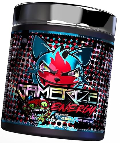 GAMERIZE® ENERGY 280g Kirsch-Cola Gaming Booster, E-Sport optimiert, Energieschub + Shaker von Gamerize