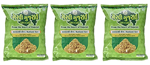 Garvi Gujarat - Gewürzte Nudeln aus Kichererbsen (Ratlami Sev) - 3 x 285 g von Garvi Gujarat