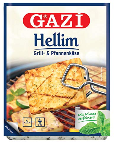 Gazi Hellim Grill- und Pfannenkäse - 5x 250g Vakuum - Pfanne Grillkäse Grill Ofenkäse Backkäse 45% Fett i. Tr. Schnittkäse Käse, mit Minze verfeinert, mikrobielles Lab Halal vegetarisch glutenfrei von Gazi