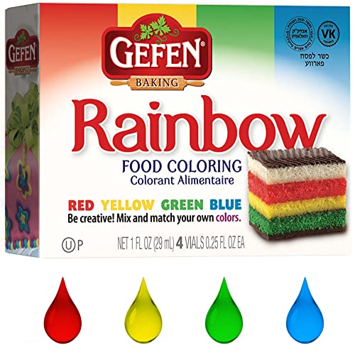 Gefen Verschiedene Lebensmittelfarben, 28 ml, Rot, Gelb, Grün und Blau von Gefen