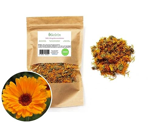 GELVIU Ringelblumenblüten Getrocknete 500g, Ringelblumentee Essblüten Natürlicher Helfer für Gesundheit und Schönheit, Ringelblumenblütenblätter, Ringelblume Tee von Gelviu