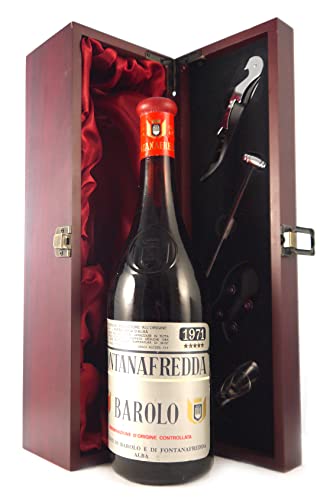 Barolo 1971 Fontanafredda in einer mit Seide ausgestatetten Geschenkbox, da zu 4 Weinaccessoires, 1 x 750ml von Generic