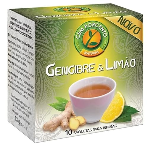 Cem Porcento - Ginger and Lemon Infusion/Ingwer-Zitronen-Aufguss - 10 Teebeutel x 8 = 80 Teebeutel von Generic