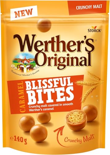 Crunchy – Caramel Bites Blissful – Knusprige Karamellbonbons, authentischer und köstlicher Geschmack, 140-g-Beutel, traditionelle deutsche Süßware, kompatibel mit Werther's – 140 g von Generic