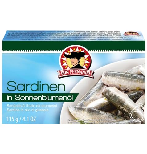 Generic Don Fernando Sardinen in Sonnenblumenöl 115g Zarte Sardinen – Filets von Generic