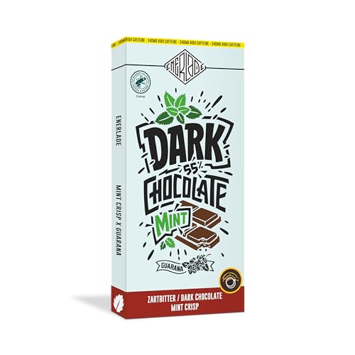 ENERLADE Zartbitter Minz Crisp (1x 100 g) Guarana Schokolade - Koffein 340 mg - kein Nachgeschmack - Vegan - Laktosefrei - Fair Trade - Energy - made in Germany von UOOTPC