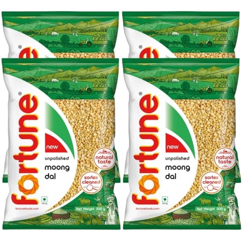 Fortune Linsen (4 x 500g) - Hochwertiges Linsen-Bündel (Moong Dal Split Without Skin/Mung Dal Washed) von Generic